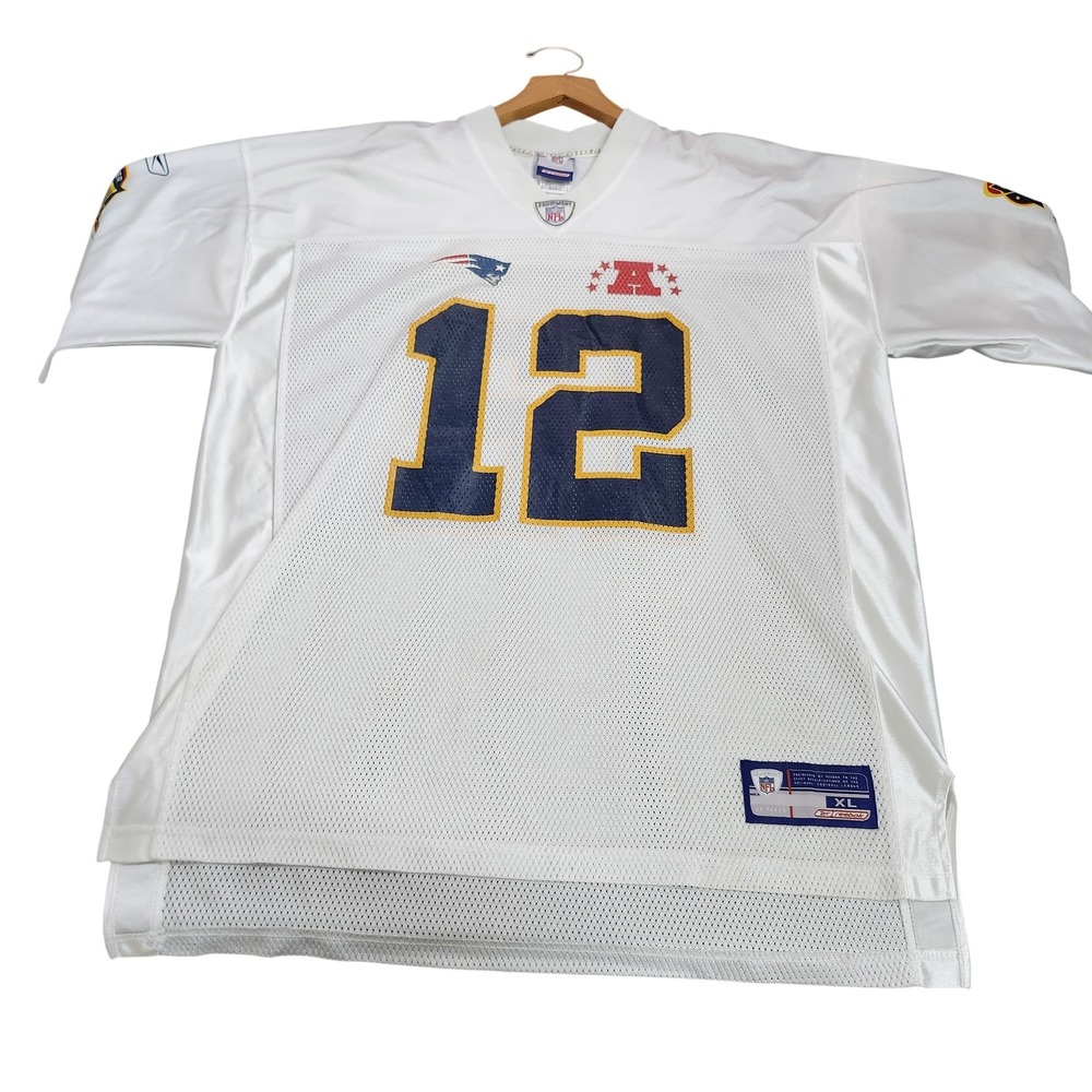 New England Patriots Jersey Mens XL White NFL Football Reebok Brady 12 AFC